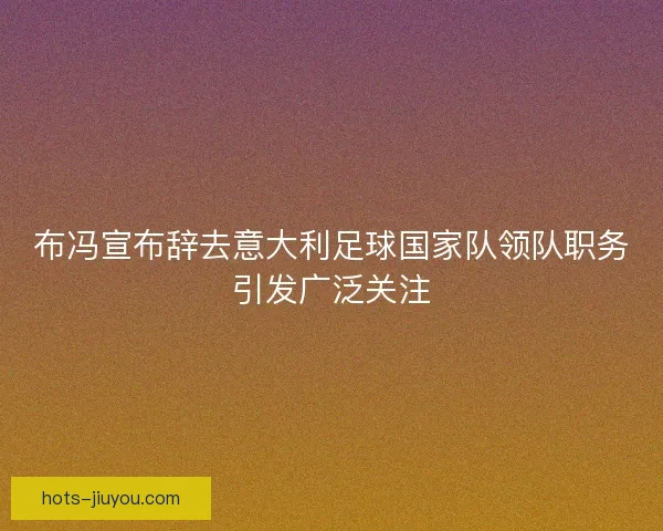 布冯宣布辞去意大利足球国家队领队职务引发广泛关注
